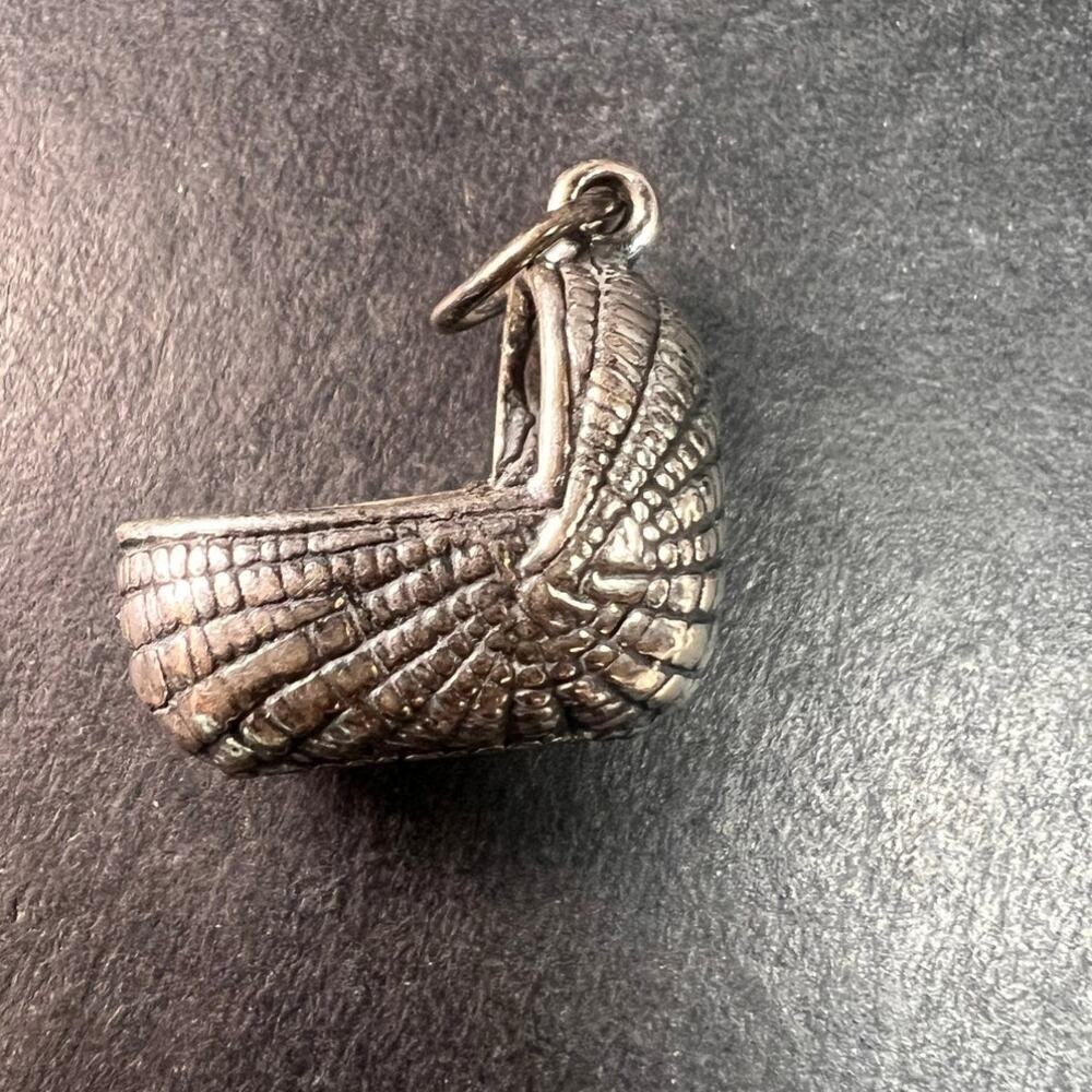 MCM Vintage Sterling Silver Baby Moses Basket Cradle Charm Pendant